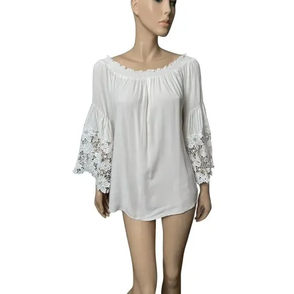 Muche & Muchette Jolie Top One Size Smocked Neckline Belled Sleeves - Picture 6 of 12